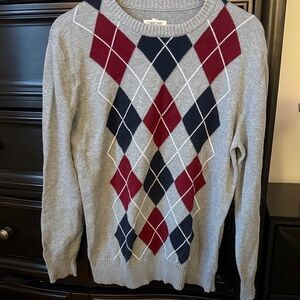 Croft & Barrow Men's Gray Argyle Crewneck Sweater